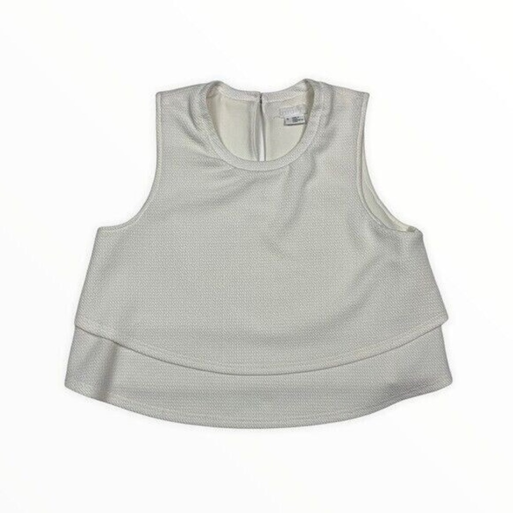 Cooperative Chic‎ White Layered Sleeveless Crop Top Textured Minimalist Small